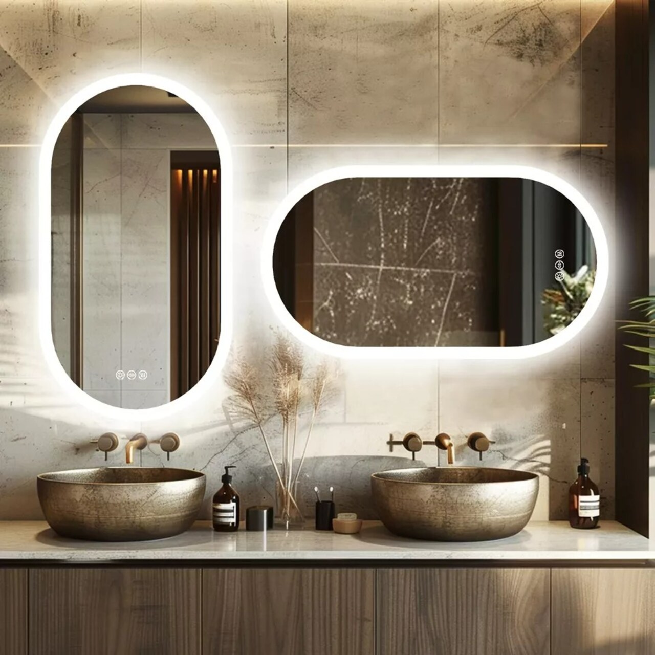Wisfor Backlit Bathroom Mirror LED Light 3 Colors Anti-Fog Wall Vanity Mirror